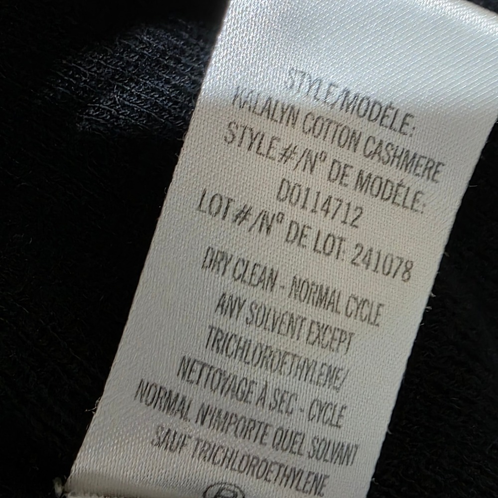 Theory Kalalyn Cardigan Women S Black Cotton Cashmere Open Front Draped Pockets - Picture 6 of 7